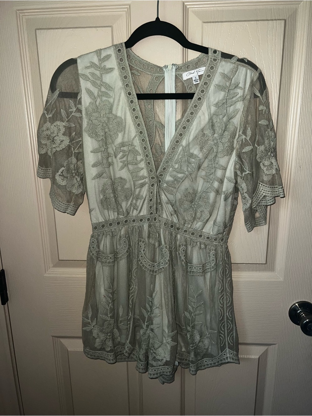 Free People Sage Embroidered V-Neck Romper